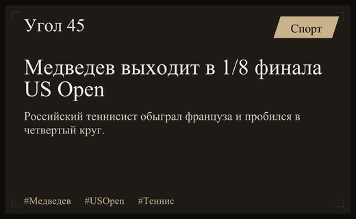 Даниил Медведев уверенно пробился в 1/8 финала турнира US Open