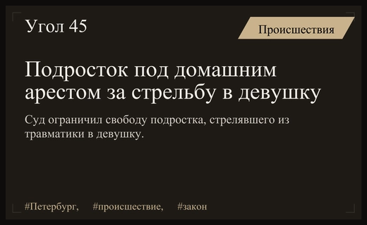 В Санкт-Петербурге несовершеннолетний подросток получил домашний арест за стрельбу