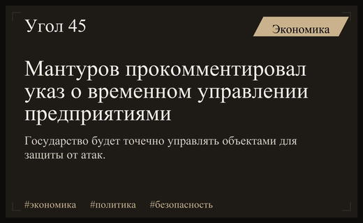 Мантуров разъяснил механизм временного государственного управления критической инфраструктурой по указу Путина
