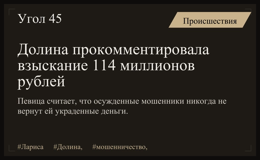 Лариса Долина заявила о невозможности возврата украденных миллионов после суда