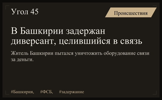 В Башкирии задержан гражданин при попытке совершить диверсию на объектах связи