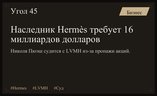 Наследник Hermès требует 16 миллиардов долларов из-за тайных сделок с LVMH