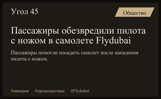 Пассажиры рейса Flydubai предотвратили катастрофу после нападения пилота с ножом