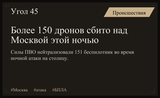 Масштабная атака беспилотников на Москву: количество сбитых дронов превысило 150 единиц