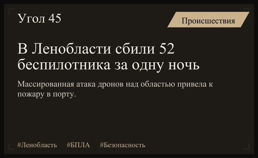 Масштабная атака беспилотников над Ленинградской областью: сбито пятьдесят два дрона
