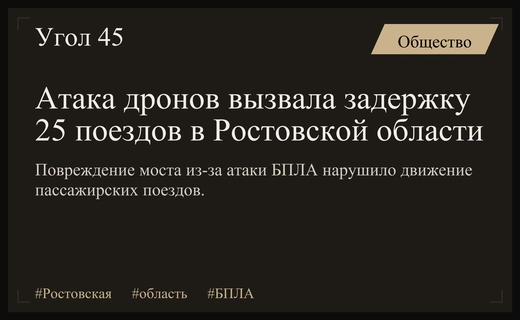 Масштабная атака беспилотников парализовала железнодорожное сообщение в Ростовской области