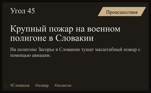 Масштабный пожар на военном полигоне Загорье в Словакии требует привлечения авиации