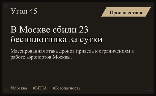 Массированная атака беспилотников на Москву: сбито двадцать три дрона за сутки