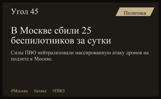 Массированная атака беспилотников на Москву: силы ПВО нейтрализовали 25 дронов