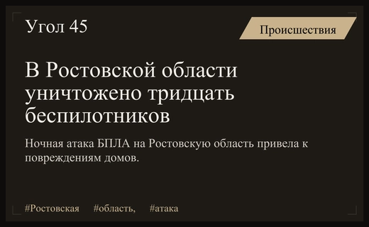 Массированная атака беспилотников на Ростовскую область завершилась уничтожением тридцати БПЛА