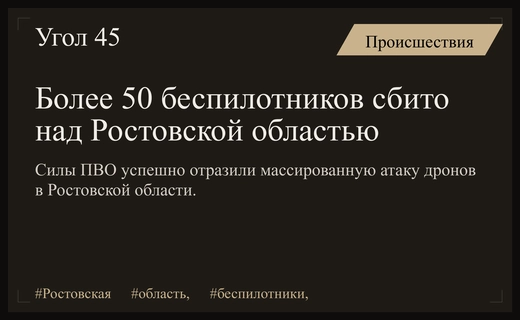Массированная атака беспилотников на Ростовскую область завершилась успешным отражением