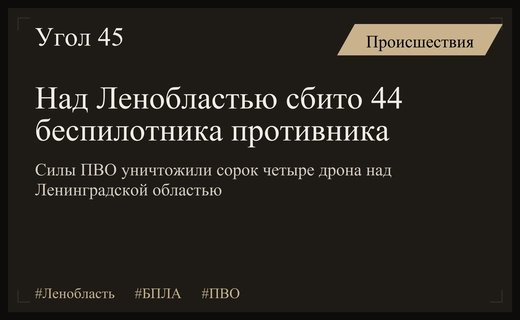 Массированная атака дронов над Ленинградской областью: сбито сорок четыре беспилотника