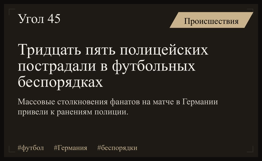 Массовые беспорядки на матче Кубка Германии привели к ранениям тридцати пяти полицейских