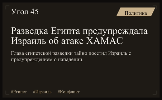 Тайный визит главы разведки Египта в Израиль перед атакой ХАМАС
