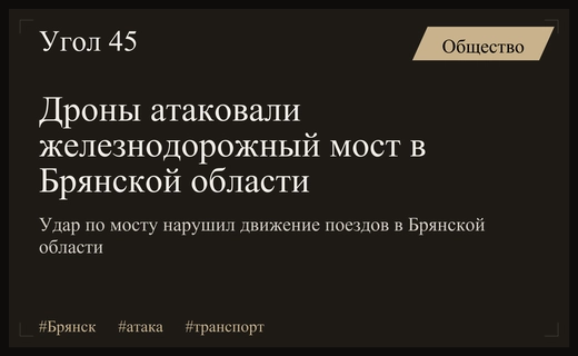Удар беспилотников по железнодорожному мосту в Брянской области нарушил транспортное сообщение