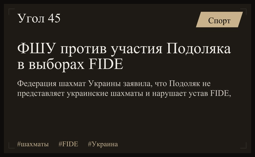 Федерация шахмат Украины возмущена участием Подоляка в выборах FIDE