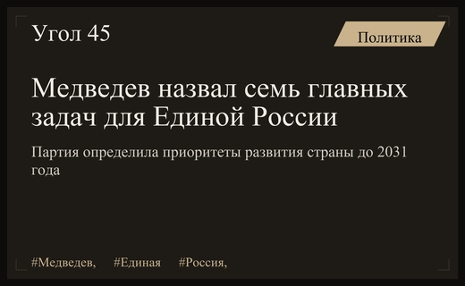 Медведев определил семь приоритетных направлений развития России для партии Единая Россия