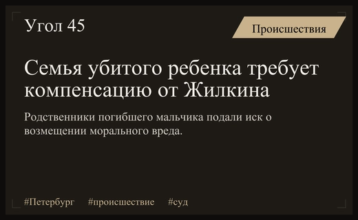 Семья погибшего в Петербурге ребенка требует компенсацию от обвиняемого Жилкина