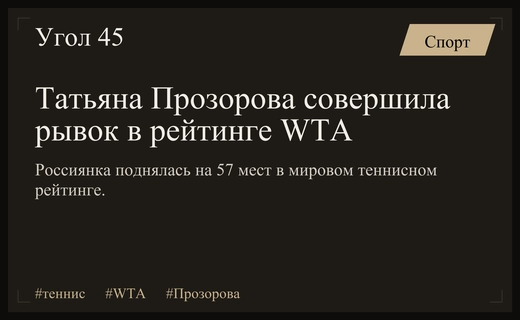 Сенсационный взлет Татьяны Прозоровой в мировом рейтинге WTA после Сингапура