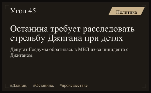 Депутат Нина Останина требует проверки деятельности МВД из-за стрельбы Джигана
