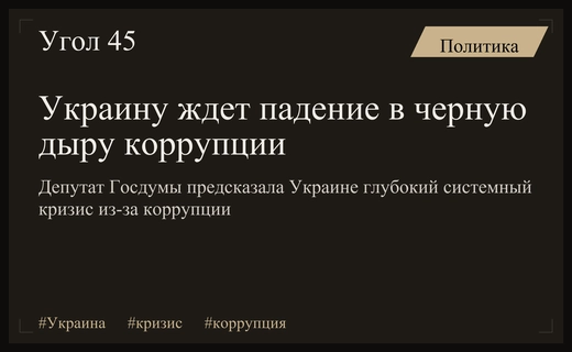 Депутат Госдумы предрекла Украине глубокий системный кризис из-за коррупции