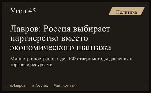 Сергей Лавров отверг политику давления и призывал к экономическому партнерству