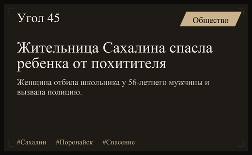 Героический поступок жительницы Сахалина спасла школьника от похитителя в Поронайске