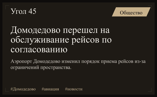 Аэропорт Домодедово перешел на особый режим обслуживания рейсов по согласованию