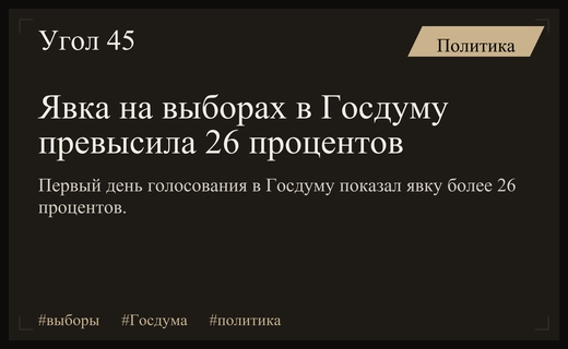 Первый день выборов в Госдуму IX созыва показал явку более 26 процентов