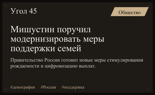 Михаил Мишустин инициировал масштабную модернизацию государственной системы поддержки российских семей
