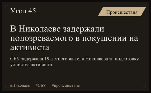 В Николаеве задержан подозреваемый в подготовке покушения на украинского активиста