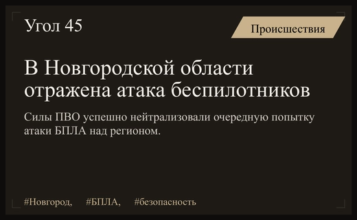 Силы ПВО успешно отразили очередную атаку беспилотников над Новгородской областью
