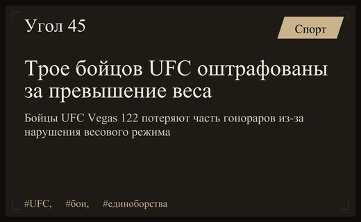 Финансовые потери бойцов UFC Vegas 122 из-за нарушения весового режима