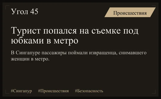 В Сингапуре задержали туриста за серийное снятие видео под юбками