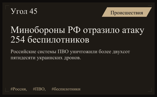 Министерство обороны РФ сообщило о перехвате двухсот пятидесяти четырех беспилотников