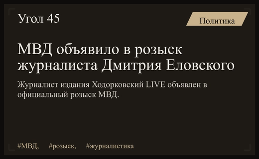 Министерство внутренних дел России объявило в международный розыск журналиста Дмитрия Еловского