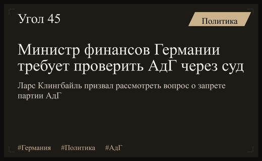 Министр финансов Германии призвал к судебной проверке законности деятельности партии АдГ