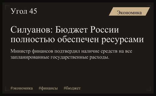 Министр финансов Антон Силуанов подтвердил полное обеспечение бюджетных расходов России