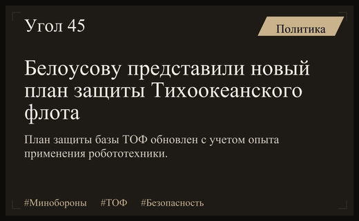 Министру обороны РФ представили обновленный план защиты базы Тихоокеанского флота
