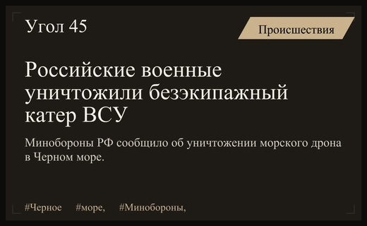 Минобороны России подтвердило уничтожение безэкипажного катера ВСУ в Черном море