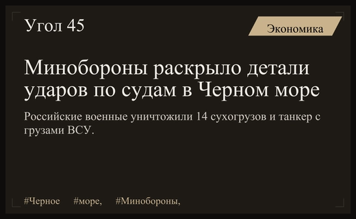 Минобороны РФ предоставило подробности уничтожения судов снабжения ВСУ в Черном море