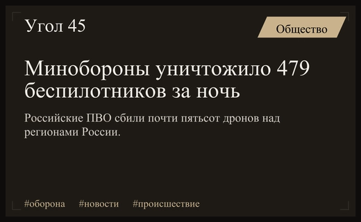 Минобороны РФ сообщило об уничтожении почти пятисот беспилотников за одну ночь
