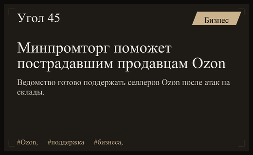 Минпромторг готов оказать масштабную помощь продавцам Ozon после атак БПЛА