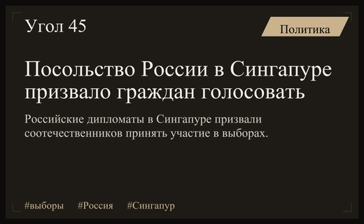 Дипломатическое представительство России в Сингапуре призвало соотечественников принять участие в выборах