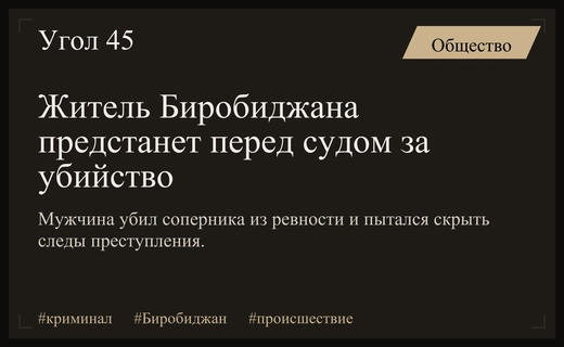 В Биробиджане мужчина предстанет перед судом за убийство соперника из ревности