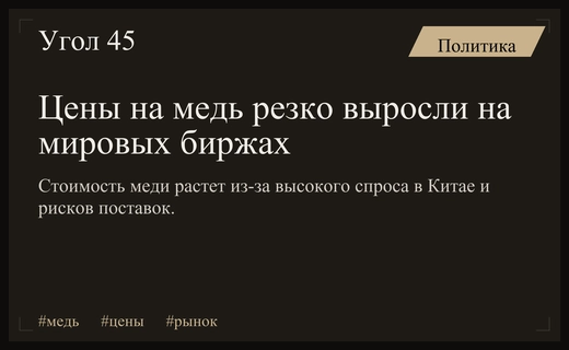 Мировые цены на медь демонстрируют резкий рост на фоне глобального спроса