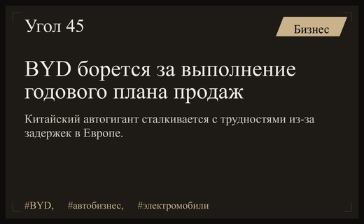 Китайский гигант BYD борется за выполнение годовых планов на фоне кризиса в Европе