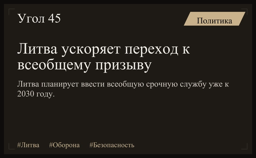 Литва планирует ускорить переход к всеобщей воинской обязанности до 2030 года