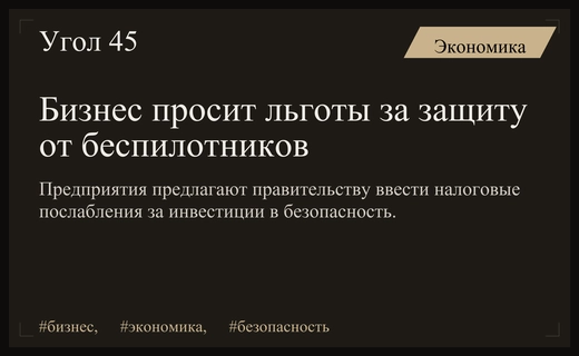 Бизнес и правительство обсуждают налоговые льготы для защиты предприятий от БПЛА