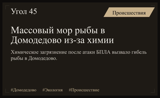 Экологическая катастрофа в Домодедово: последствия атаки БПЛА привели к массовой гибели рыбы